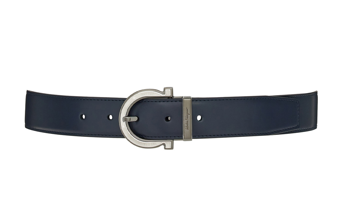 Ferragamo  Blue Leather Belt with Simple Pin Buckle, 3.2cm Width. 670196-758760 圖 3