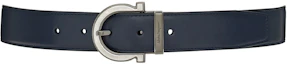 Lookbook Ferragamo Blue Leather Belt with Simple Pin Buckle, 3.2cm Width. 670196-758760