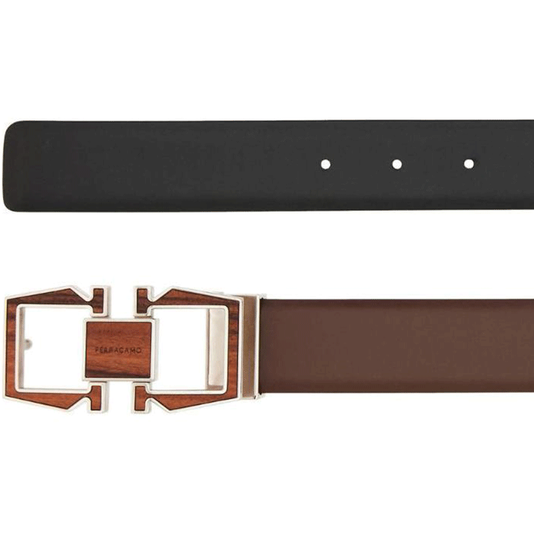 Ferragamo  Brown Calfskin Belt with Logo Detail, Smooth Buckle, 3.2CM Width. 771039 圖 3