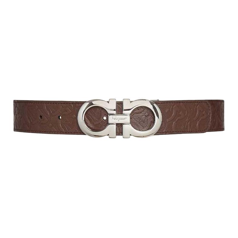 Ferragamo  Brown Leather Belt with Logo Buckle - 3.4cm. 67 5542 741409