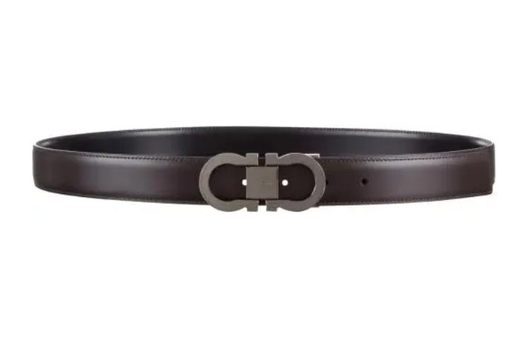 FERRAGAMO  Brown Leather Belt with Logo Buckle, 3cm Wide. 670326770943