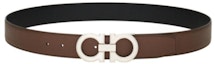 Buy Ferragamo 棕色皮带配缎面细节,宽度3.3CM。 679710770654