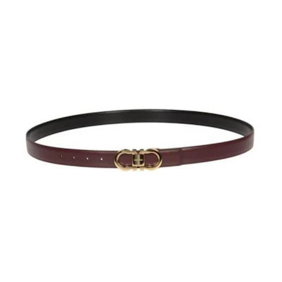 Ferragamo Brown Leather Belt with Smooth Buckle - Calfskin Plain Design 770940