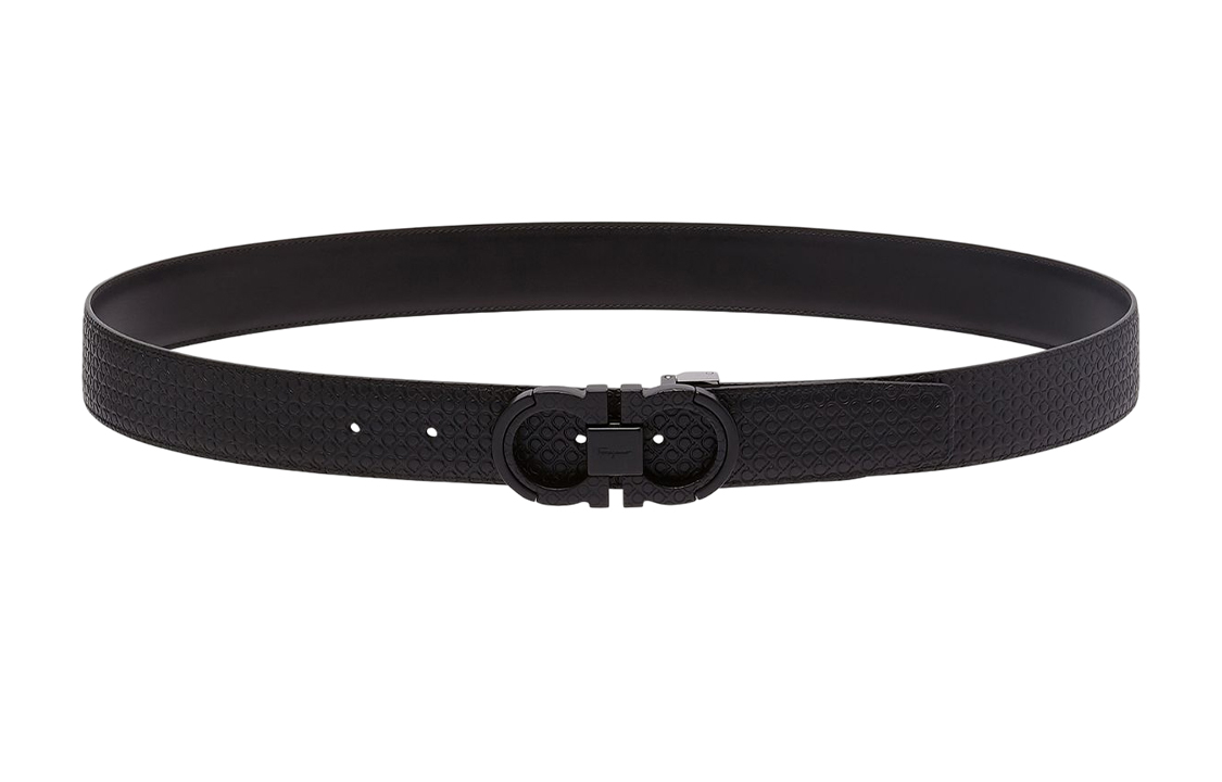 FERRAGAMO  Casual Leather Belt with Smooth Buckle 3.5cm Width. 670049-745872