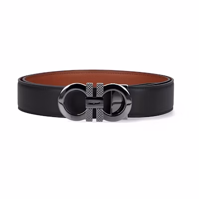 Ferragamo Classic Leather Belt with Logo Buckle - 3.5cm Wide. 750184002