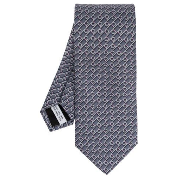 Order Ferragamo  Deep Gray Silk Tie with Pattern Print. 3509994VOLT774314FGRIGIO