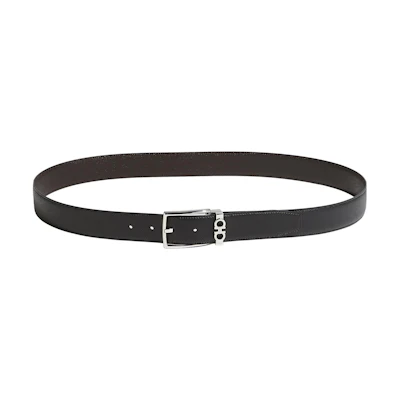 FERRAGAMO Double-Sided Leather Belt with Buckle - 3.5cm Wide. 67A037-0708206