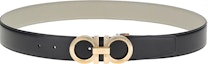 Shop FERRAGAMO Cinturón de Cuero Negro Gancini Logo Hebilla Dorada, Ancho 3.5cm. 670090-750196