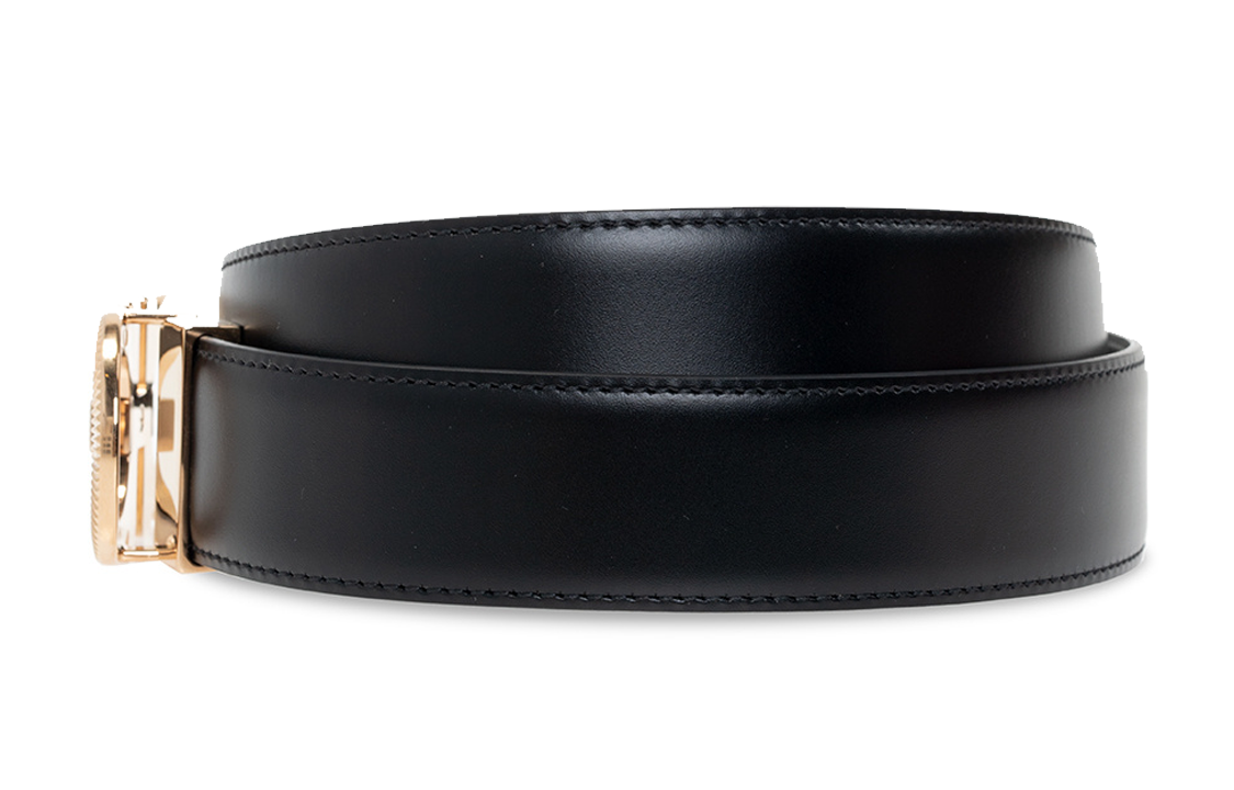 Purchase FERRAGAMO Cinturón de Cuero Negro Gancini Logo Hebilla Dorada, Ancho 3.5cm. 670090-750196