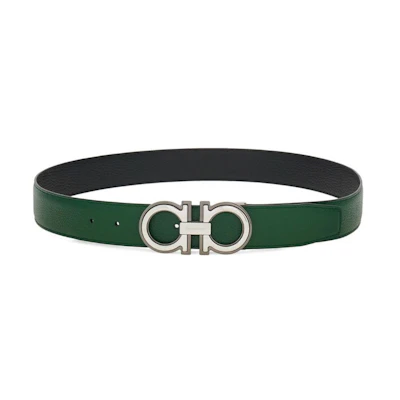 FERRAGAMO Green Reversible Calf Leather Belt. 776349