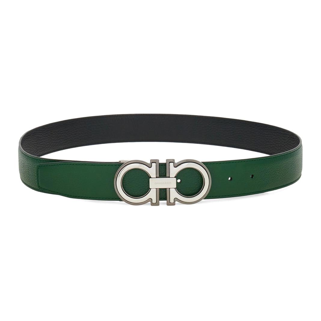 Lookbook FERRAGAMO 绿色可翻转小牛皮腰带. 776349