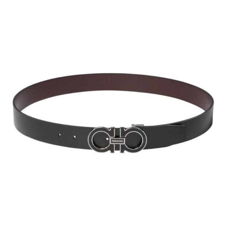 Ferragamo  Leather Belt Black 3.5cm Wide 0776399