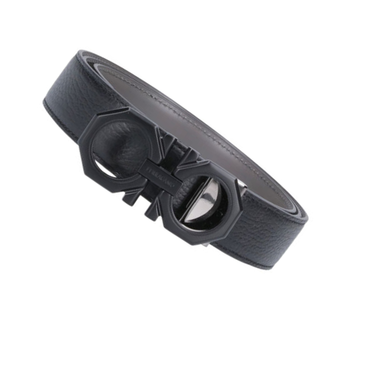 Ferragamo  Leather Belt Black with Letter Logo Smooth Buckle 3.2CM Wide 765786 圖 3