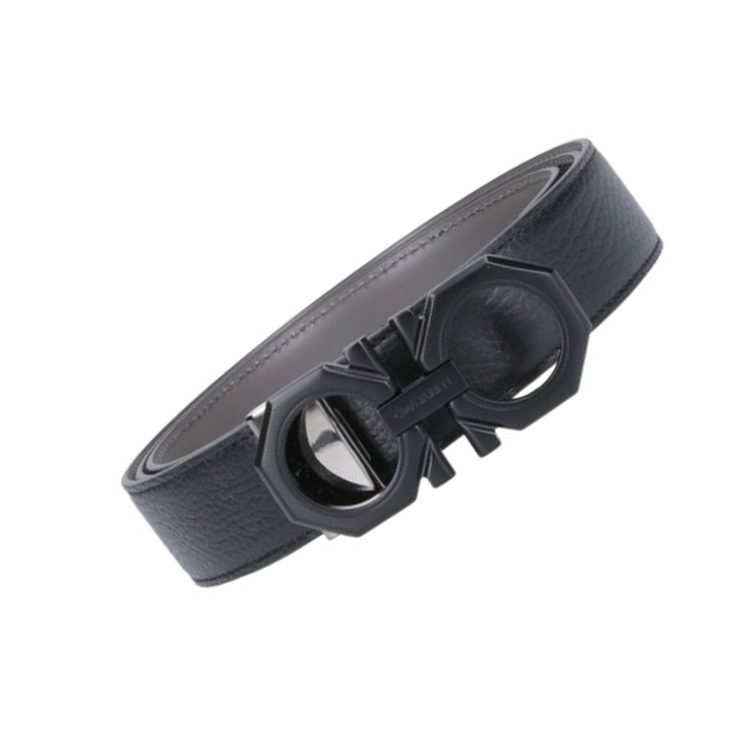 Ferragamo  Leather Belt Black with Letter Logo Smooth Buckle 3.2CM Wide 765786 圖 4