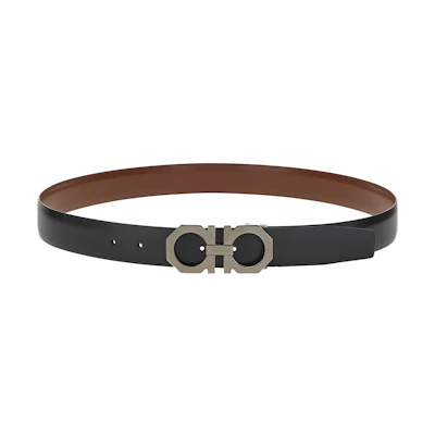 FERRAGAMO Leather Belt Smooth Buckle Casual Fashion 3.2cm Width. 670145-754476