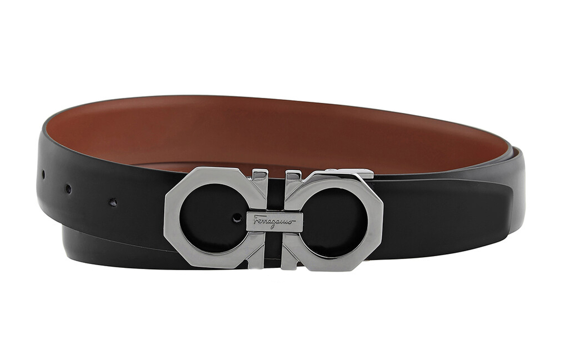 FERRAGAMO  Leather Belt Smooth Buckle Casual Fashion 3.2cm Width. 670145-754476 圖 3