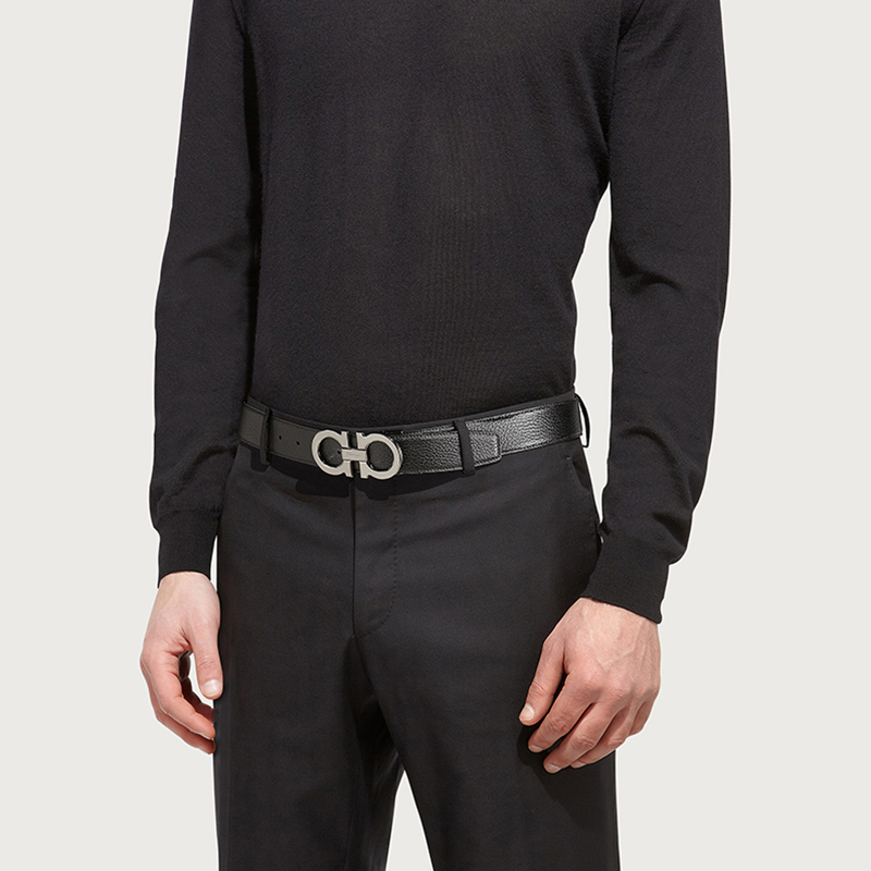 Ferragamo  Leather Belt with Signature Buckle Black 3.5cm Wide. 689134 圖 3