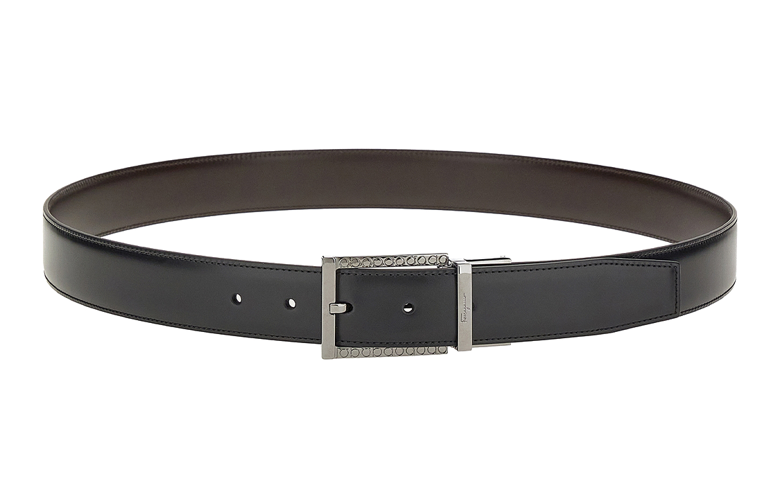 FERRAGAMO  Reversible Adjustable Leather Belt Black 3.2cm 670081-750173 圖 3
