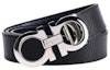 Buy FERRAGAMO Reversible Black/Grey Leather Belt 3.5cm Wide 679710-0723902