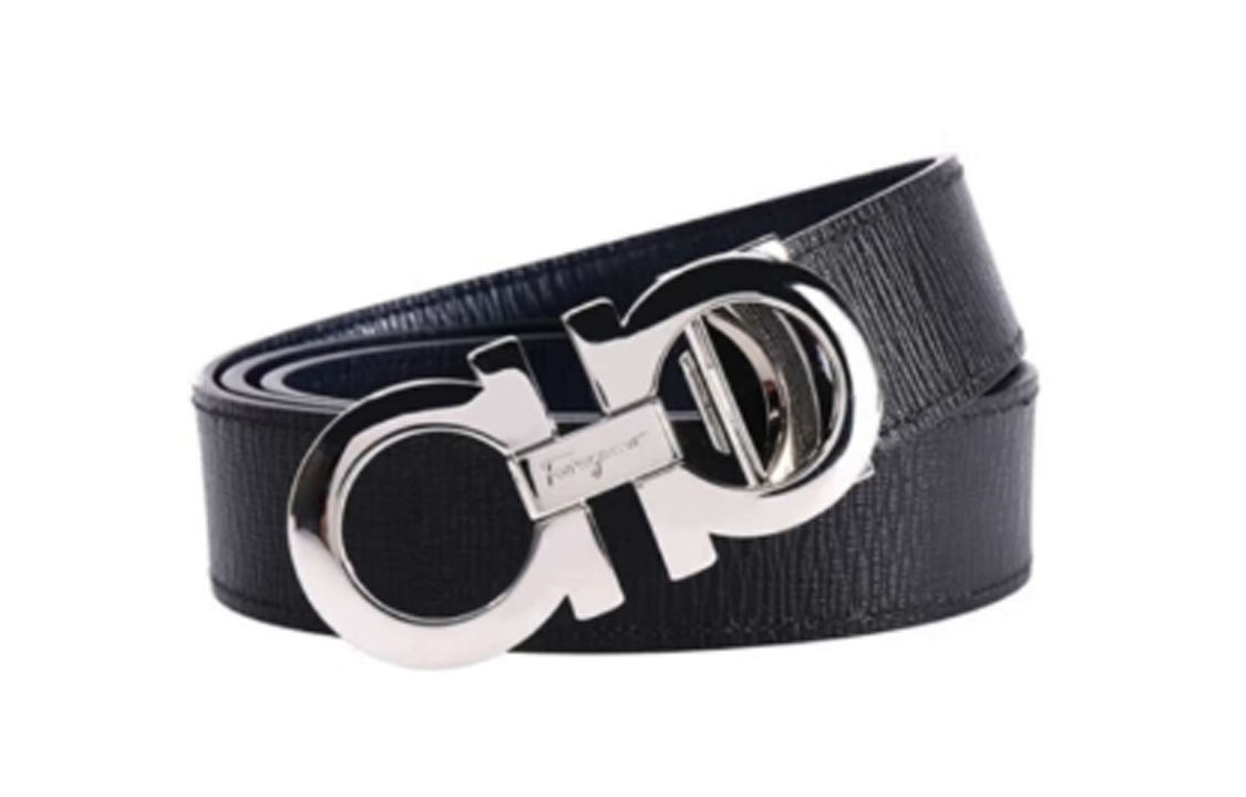 Order FERRAGAMO  Reversible Black/Grey Leather Belt 3.5cm Wide 679710-0723902
