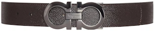 Buy FERRAGAMO Reversible Black Leather Belt with Silver Buckle - 3.5cm. 675542-689112