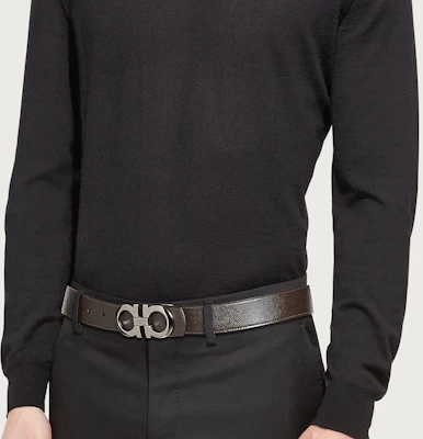 FERRAGAMO Reversible Black Leather Belt with Silver Buckle - 3.5cm. 675542-689112 Lookbook FERRAGAMO Reversible Black Leather Belt with Silver Buckle - 3.5cm. 675542-689112