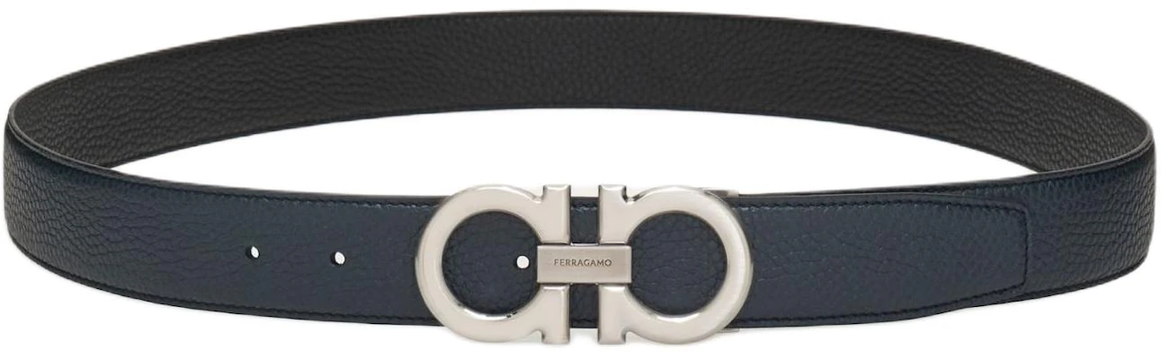 Cinturón reversible de cuero negro/azul marino FERRAGAMO con hebilla lisa 3.5cm 697875 Buy Cinturón reversible de cuero negro/azul marino FERRAGAMO con hebilla lisa 3.5cm 697875