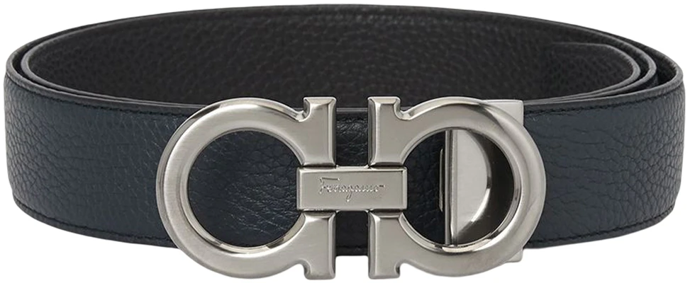 Cinturón reversible de cuero negro/azul marino FERRAGAMO con hebilla lisa 3.5cm 697875 Order Cinturón reversible de cuero negro/azul marino FERRAGAMO con hebilla lisa 3.5cm 697875