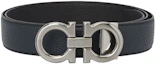 Order Cinturón reversible de cuero negro/azul marino FERRAGAMO con hebilla lisa 3.5cm 697875