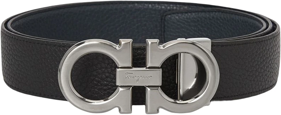 Cinturón reversible de cuero negro/azul marino FERRAGAMO con hebilla lisa 3.5cm 697875 Lookbook Cinturón reversible de cuero negro/azul marino FERRAGAMO con hebilla lisa 3.5cm 697875