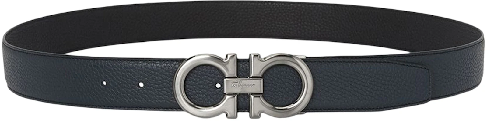 Cinturón reversible de cuero negro/azul marino FERRAGAMO con hebilla lisa 3.5cm 697875 Shop Cinturón reversible de cuero negro/azul marino FERRAGAMO con hebilla lisa 3.5cm 697875