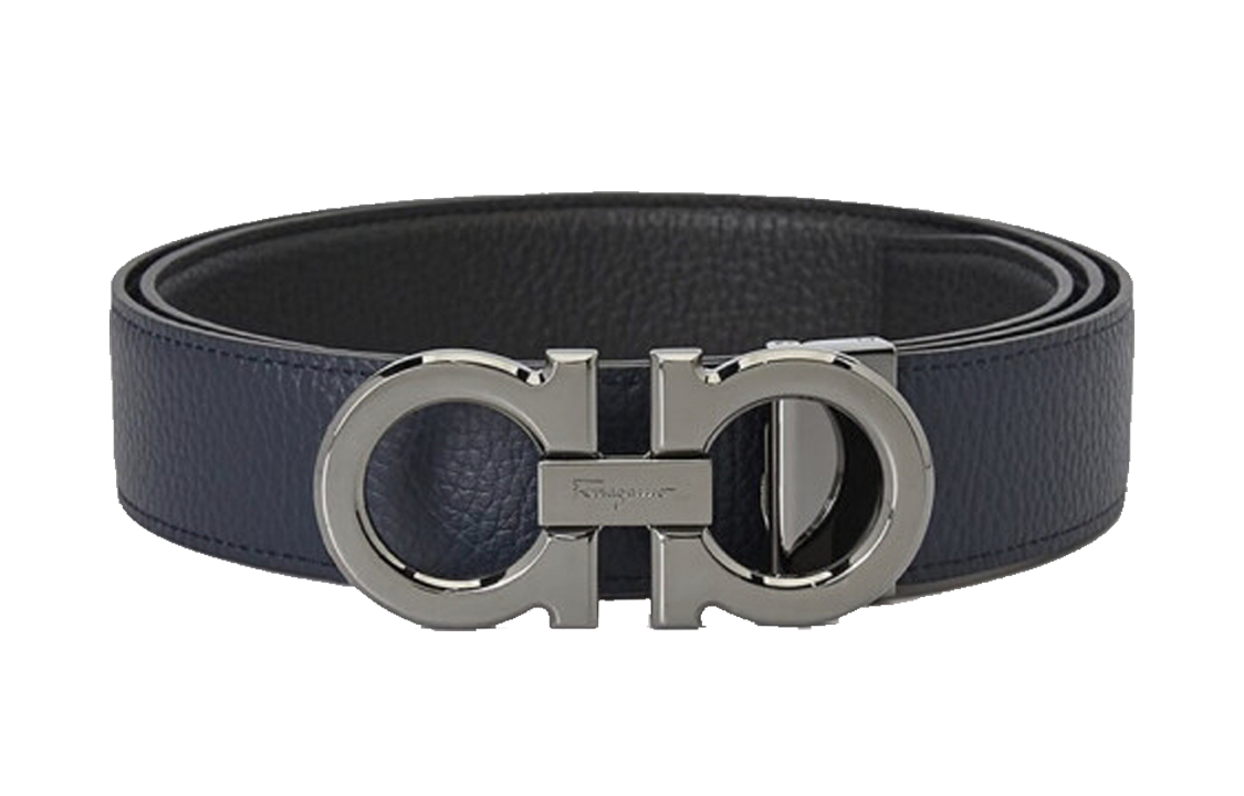 Order Cinturón Reversible de Cuero Ferragamo Negro/Azul Oscuro 3.5cm Ajustable 679710-687611