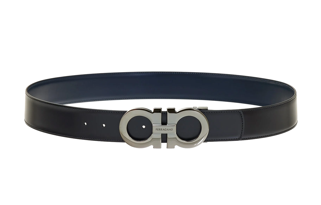 FERRAGAMO  Reversible Leather Belt Black with Smooth Buckle 4cm Width 670270770715 圖 3