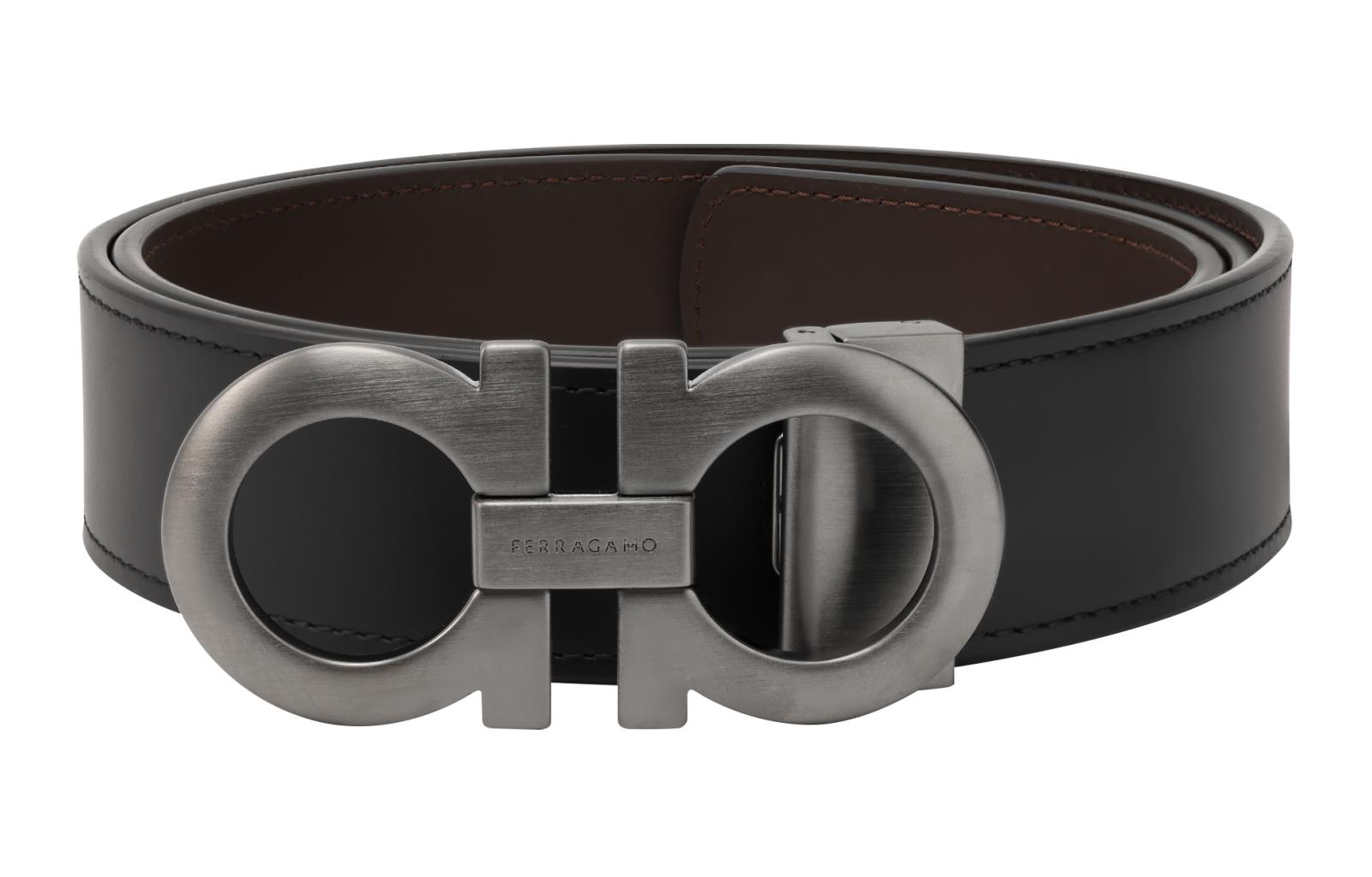 FERRAGAMO  Simple Black Leather Belt 3.5cm Wide 0464231675542017