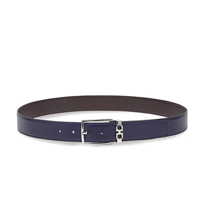 FERRAGAMO Simple Blue Leather Belt - 3.5CM Width. 67A037770568