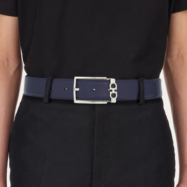 Shop FERRAGAMO 简约蓝色皮带 - 3.5CM宽 67A037770568