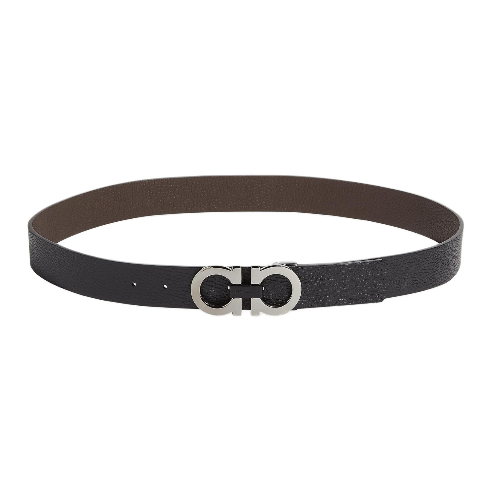 Ferragamo  Solid Black Leather Belt. 678783-476361-100