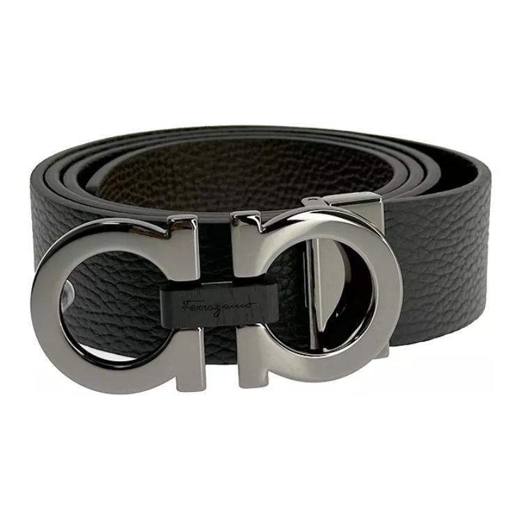 Ferragamo  Solid Black Leather Belt. 678783-476361-100 圖 2