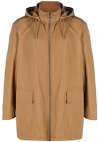 FERRAGAMO Solid Color Khaki Zip-Up Hooded Jacket 759240078 FERRAGAMO Solid Color Khaki Zip-Up Hooded Jacket 759240078