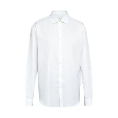 Ferragamo White Solid Color Long Sleeve Button-Up Shirt 140342 706857