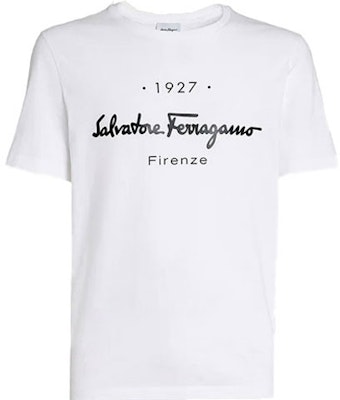 FERRAGAMO Baju-T Putih dengan Cetakan Logo Huruf Leher Bulat. 12-0613-728398 Buy FERRAGAMO Baju-T Putih dengan Cetakan Logo Huruf Leher Bulat. 12-0613-728398
