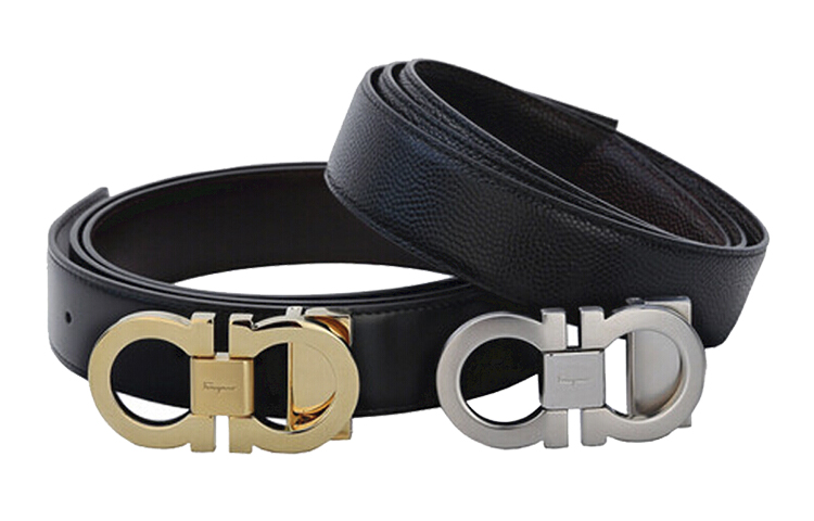 Ferragamo Adjustable Leather Belt with Gancini Buckle Black 3.5cm 679714-663056