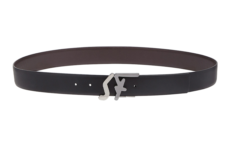 FERRAGAMO Adjustable Reversible Calf Leather Belt - Black, 3.5cm Wide 67A251-734199