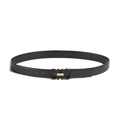 Ferragamo Black Calfskin Cross-Pattern Leather Belt 3.5cm 679710-0705644