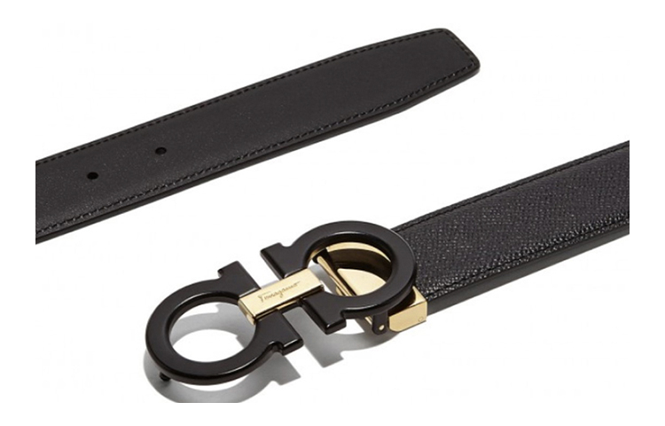 Ferragamo Black Calfskin Cross-Pattern Leather Belt 3.5cm 679710-0705644 圖 4