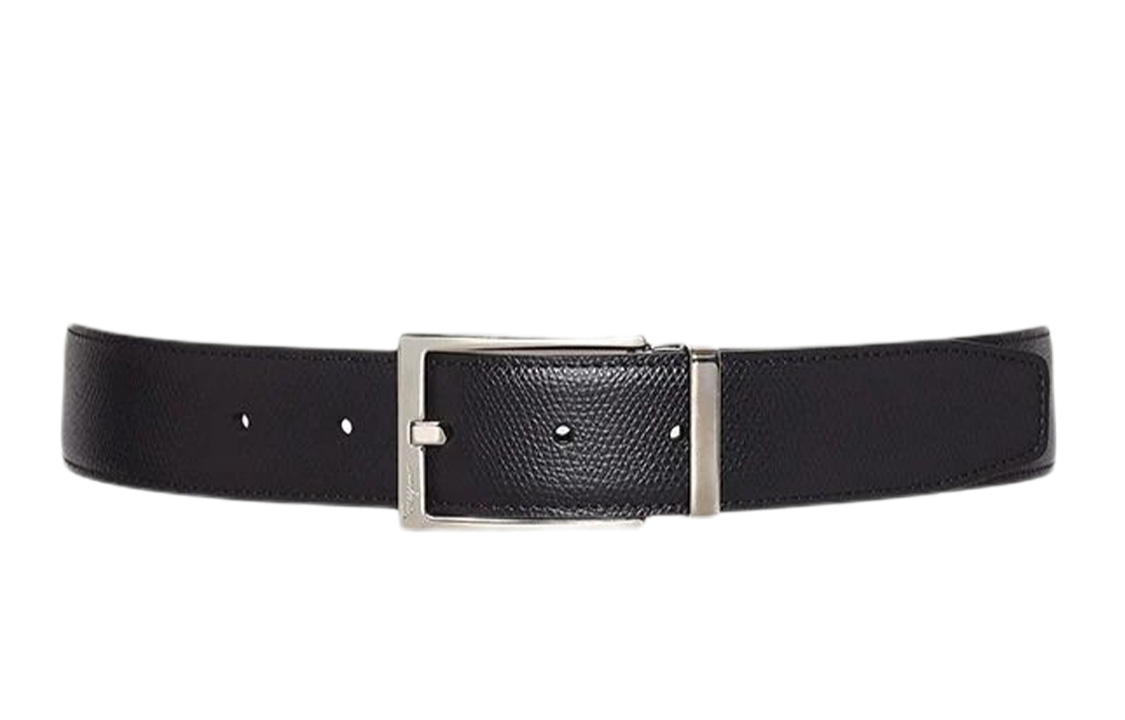 FERRAGAMO Black Calfskin Leather Belt 3.5cm - Stylish & Trendy 679301-675158