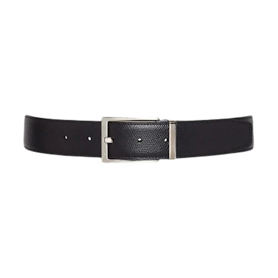 FERRAGAMO Black Calfskin Leather Belt 3.5cm - Stylish & Trendy 679301-675158