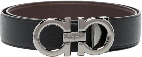 Ferragamo Black Double-Sided Smooth Buckle Leather Belt 3.5cm 679710-0689134 Ferragamo Black Double-Sided Smooth Buckle Leather Belt 3.5cm 679710-0689134