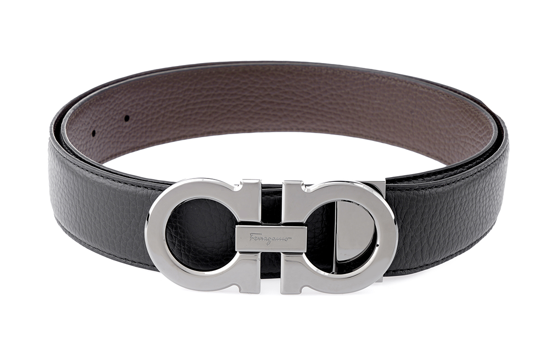 Order Ferragamo Black Double-Sided Smooth Buckle Leather Belt 3.5cm 679710-0689134