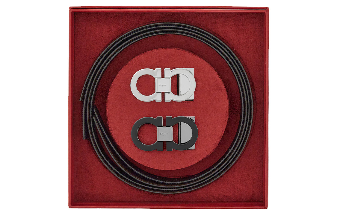 Ferragamo Black Leather Belt 4cm Wide 679714-749947